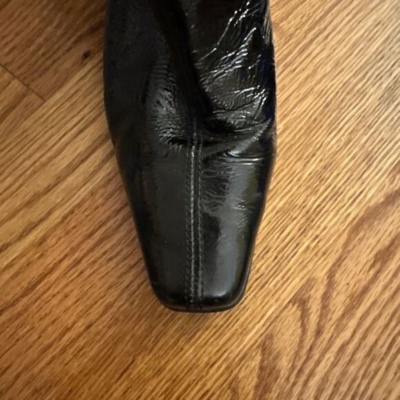 La Canadienne Womens 7 Boots Black Patent Leather 19168 Zip Mid Calf Square Toe - Picture 12 of 14